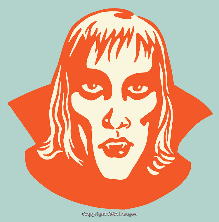 Bold Color Line Art of a Dramatic Vampire Portrait