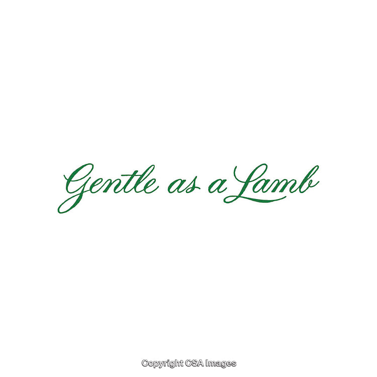 Inspirational Calligraphy Displaying 'Gentle as a Lamb' in Elegant Green Script
