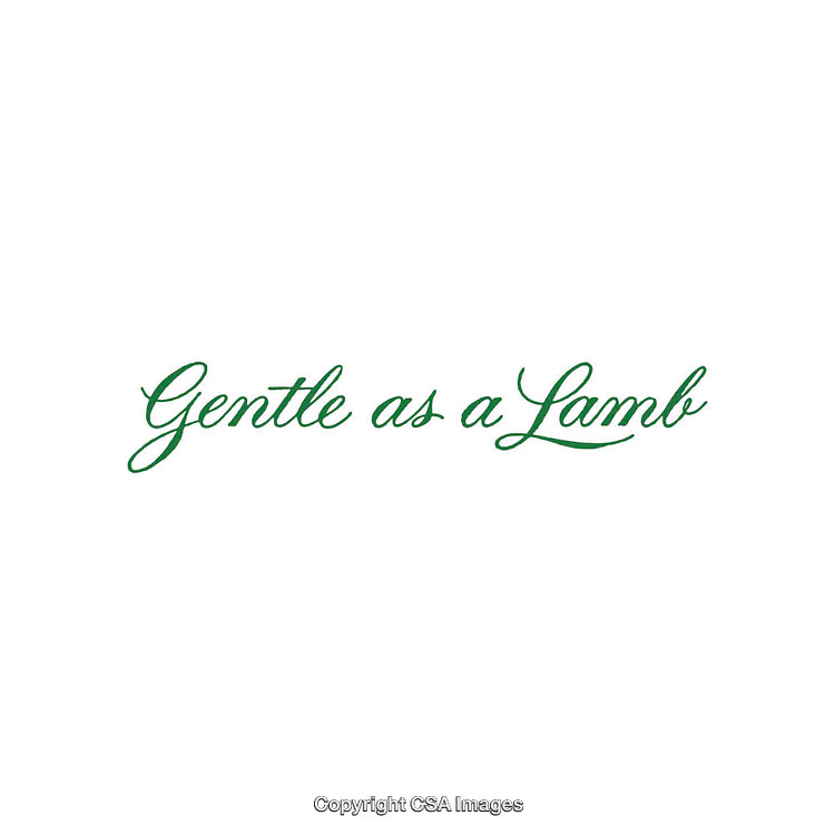 Inspirational Calligraphy Displaying 'Gentle as a Lamb' in Elegant Green Script