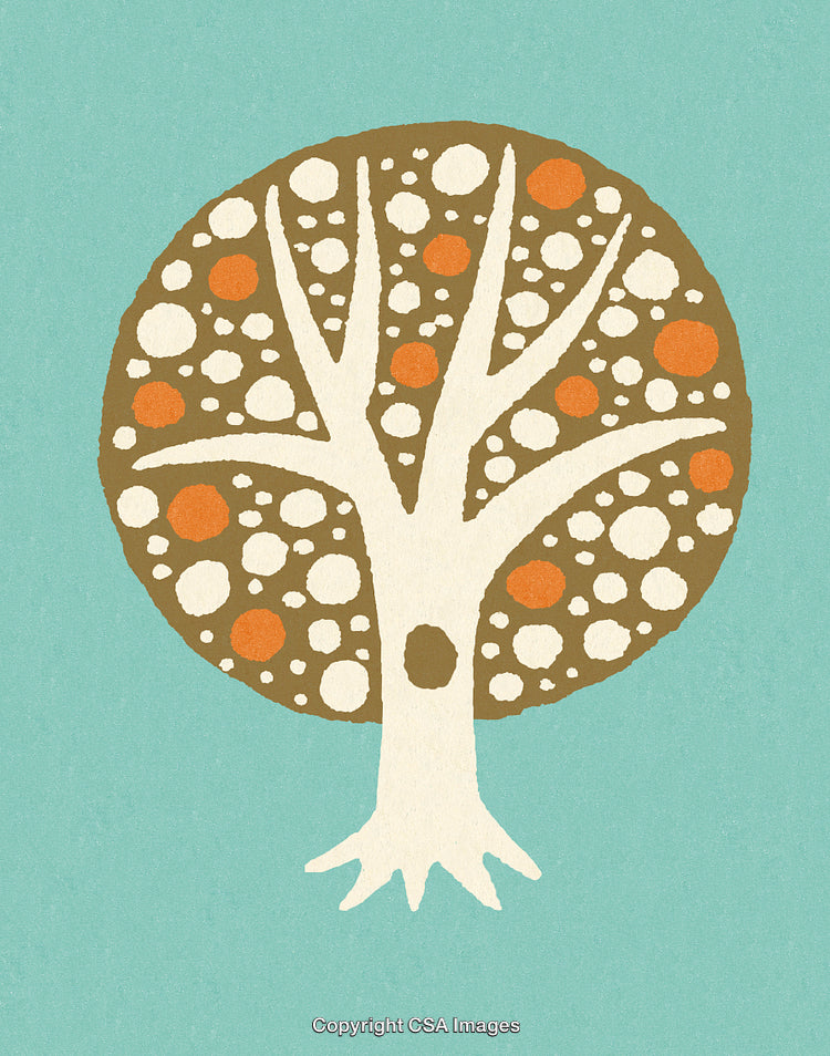 Artistic Depiction of a Tree with Branches and Circular Patterns