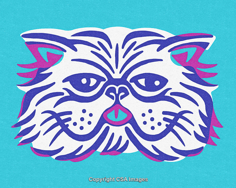 Colorful Abstract Cat Illustration With Vibrant Purple and Blue Tones