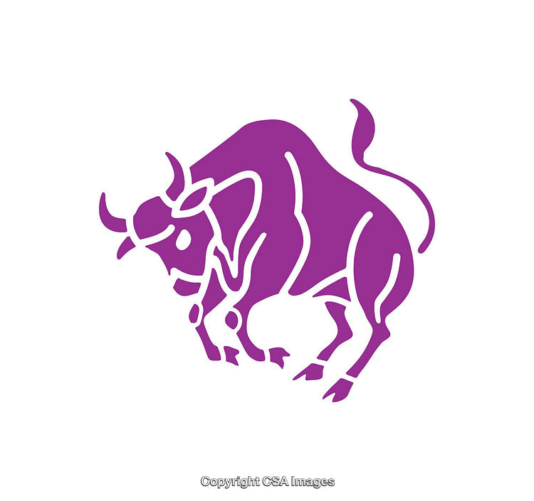 Stylized Purple Bull Silhouette on a White Background