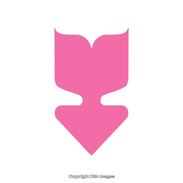 Pink Abstract Symbol with Bold Curves and Pointed Design on White Background