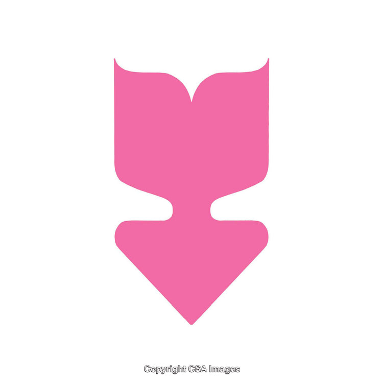 Pink Abstract Symbol with Bold Curves and Pointed Design on White Background