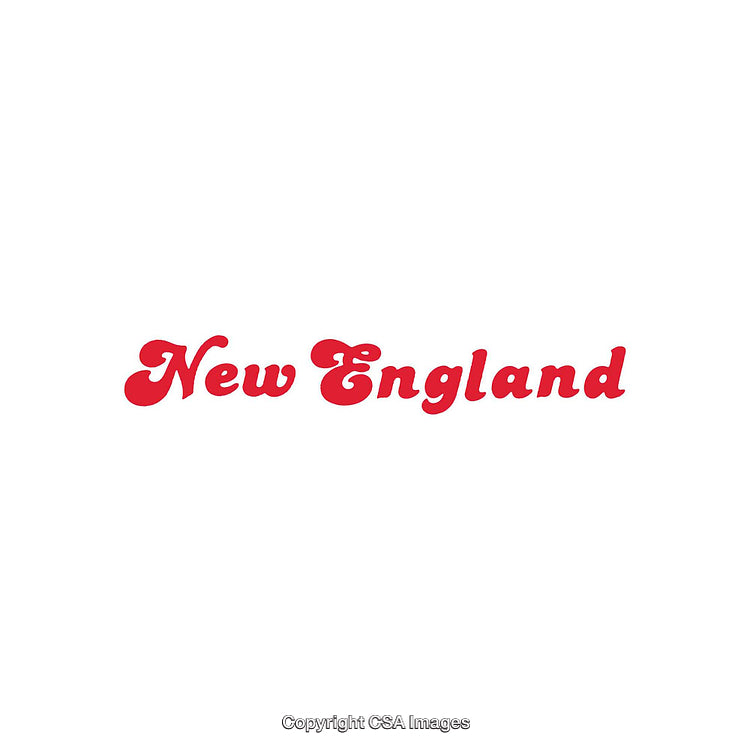 Bold New England Typography in Vibrant Red Typeface on White Background