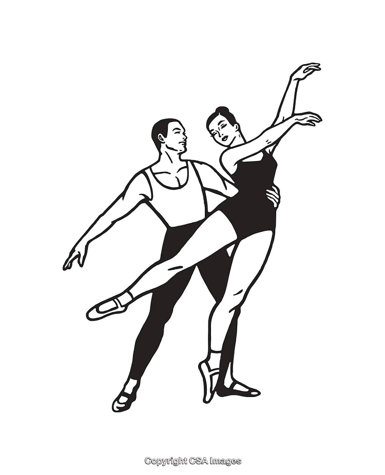 Elegant Line Art of Ballet Dancers in a Graceful Pose