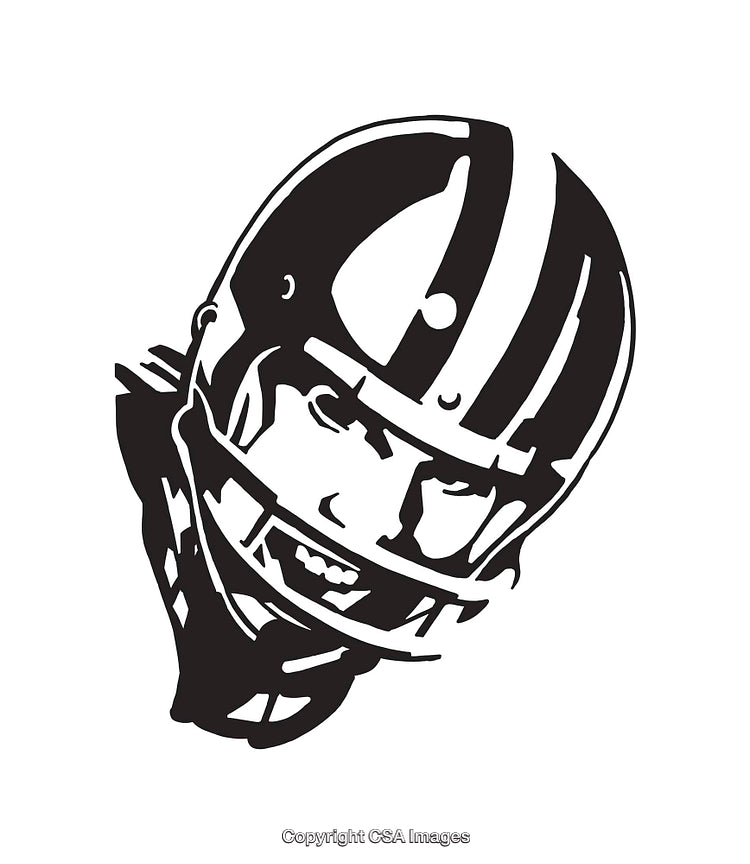Dynamic Black and White Illustration of a Football Player in Helmet