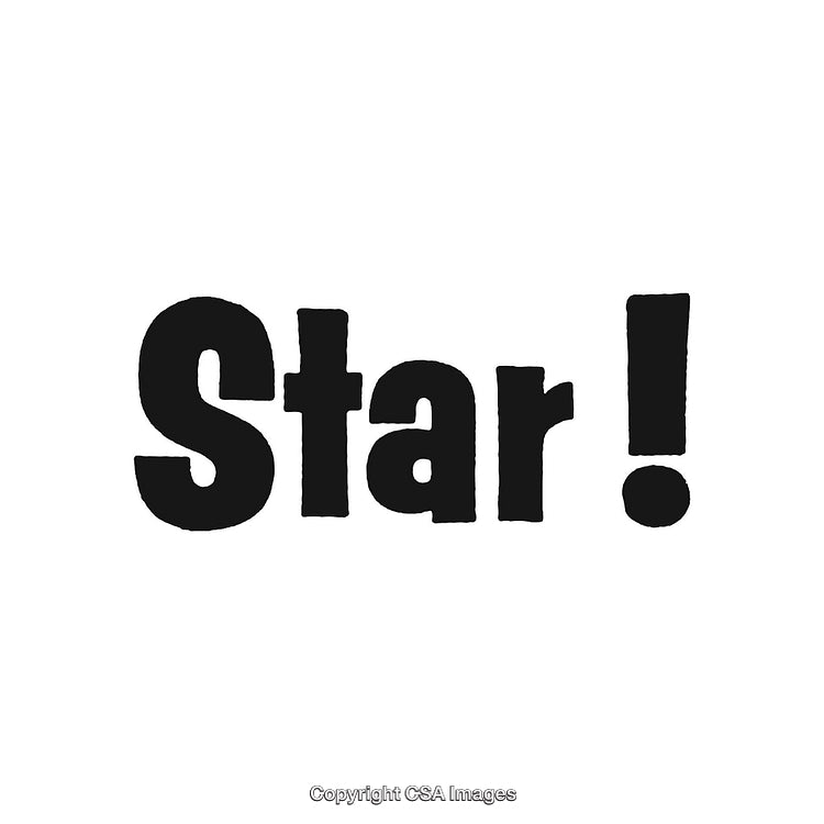 Bold Typography of the Word 'Star!' with Black Letters on White