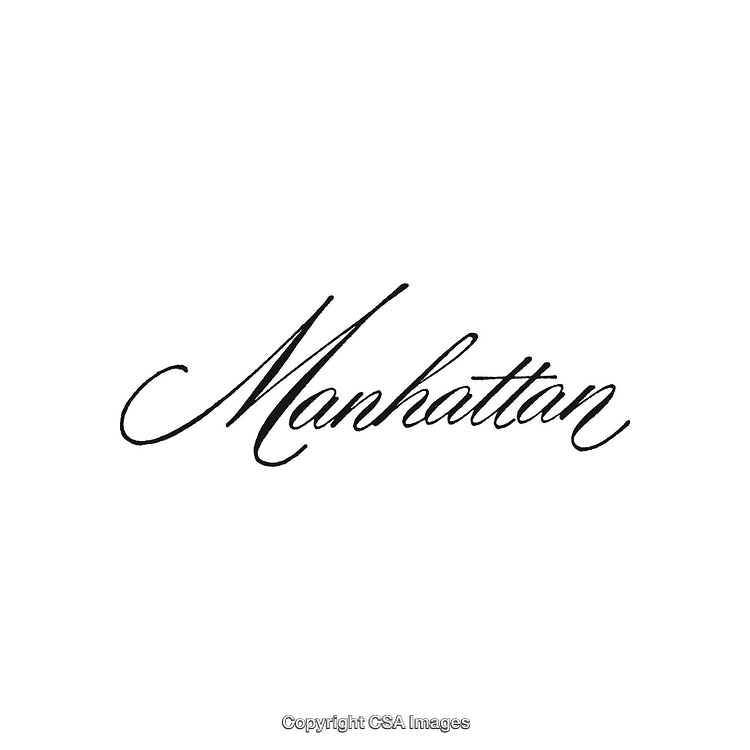 Elegant Script Typography Featuring the Word Manhattan on White Background