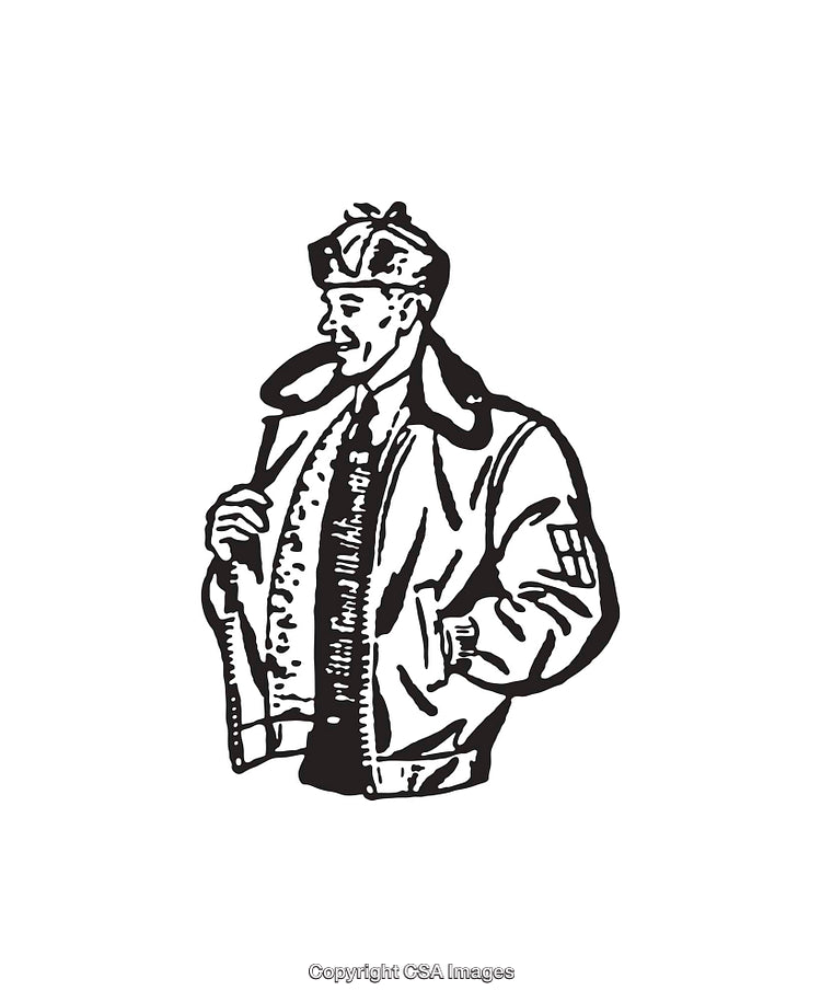 Vintage Illustration of a Man Wearing a Jacket and Fur Hat
