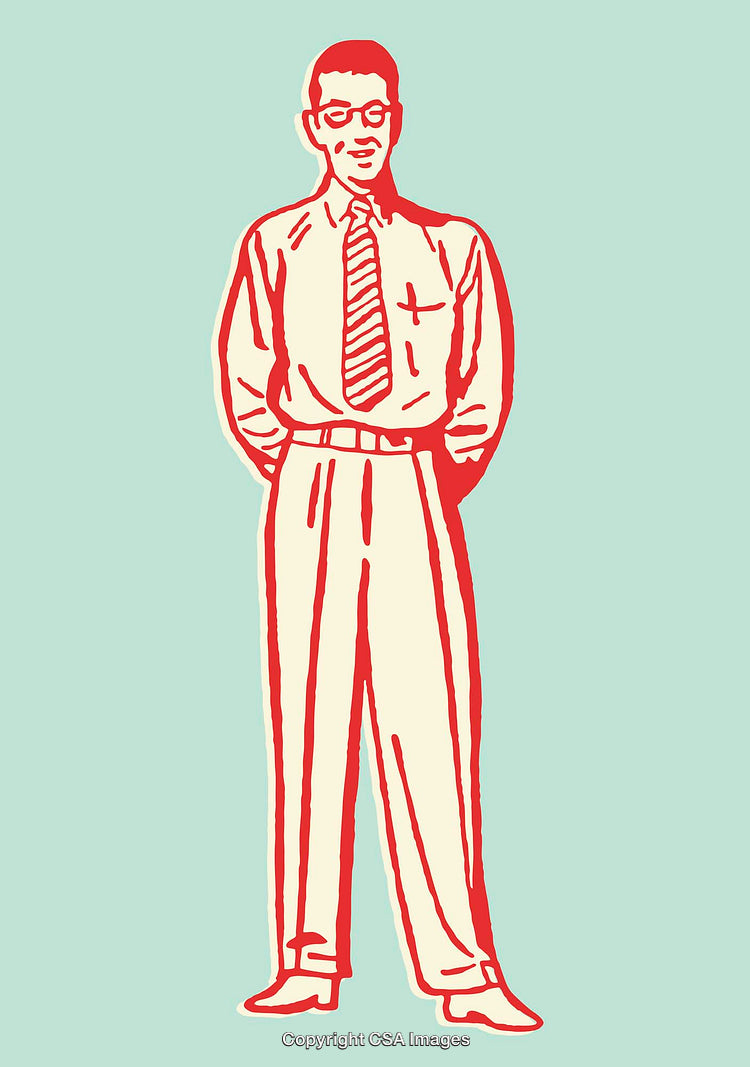 Retro Style Illustration of a Professional Businessman in Glasses and Tie