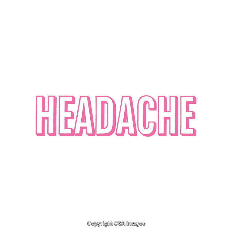 Pink Text Illustrating the Word 'Headache' on a Light Background
