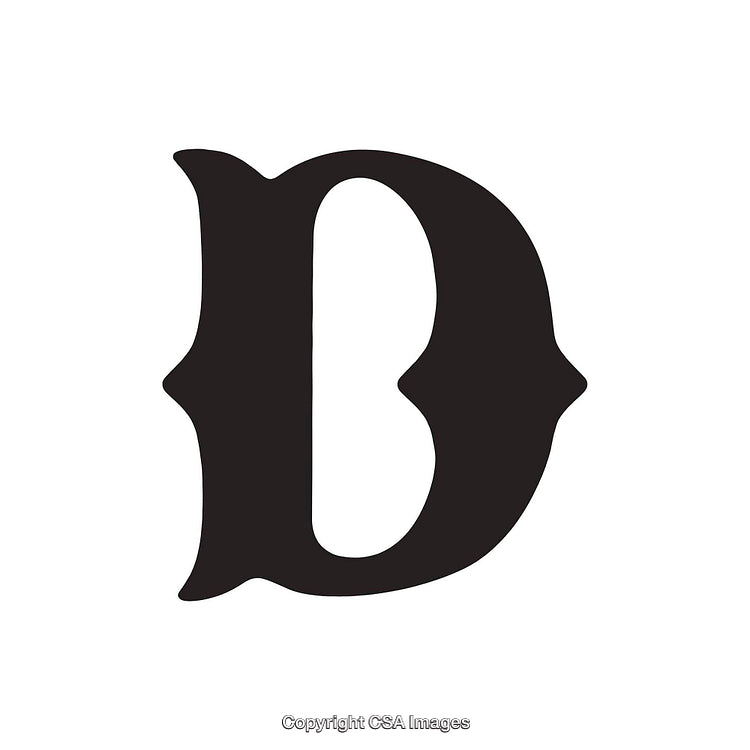 Stylized Black Letter D in Decorative Serif Typography Design