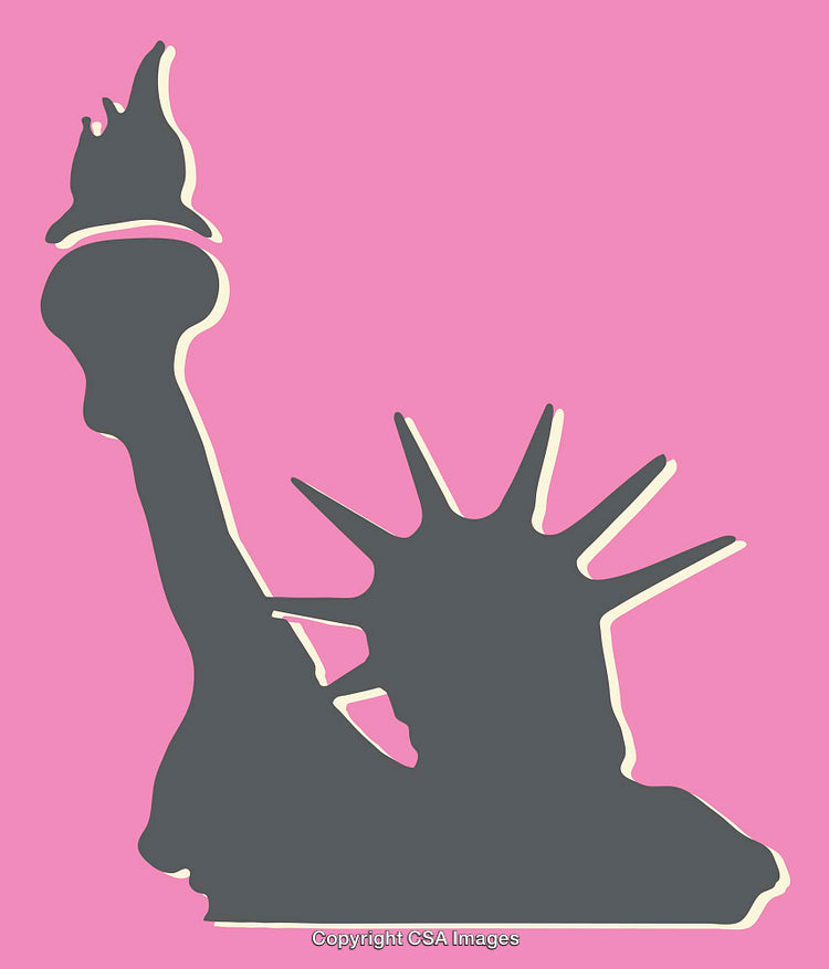 Creative Minimalist Illustration of Liberty Statue Silhouette in Vibrant Colors
