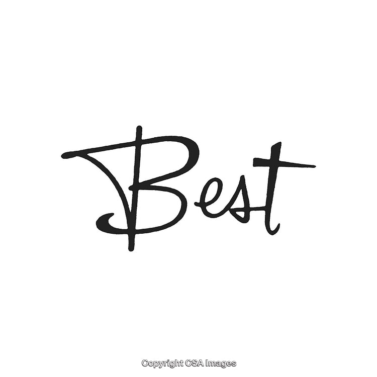 Black Handwritten Script of the Word 'Best' on White Background