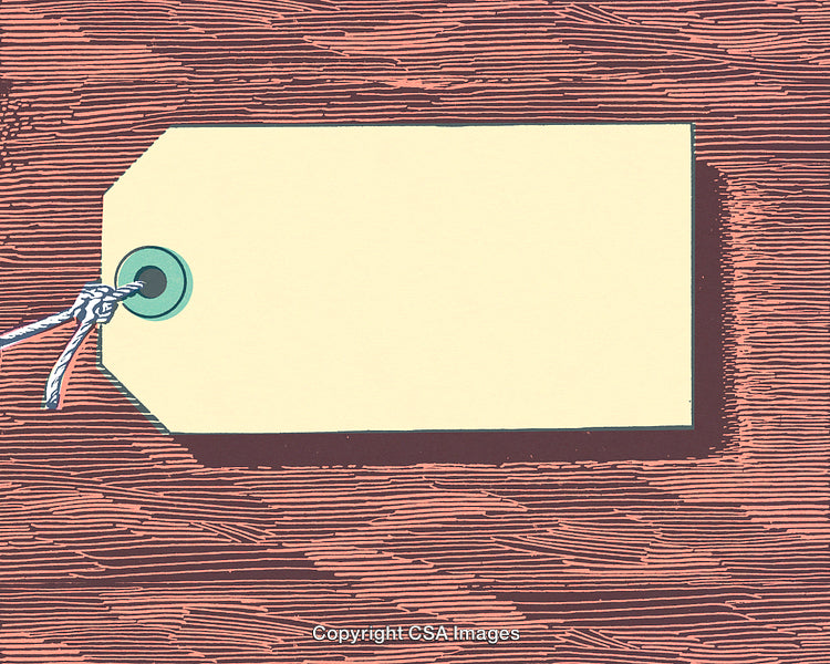 Minimalist Labeled Paper Tag Secured to Wooden Surface with Rope Loop