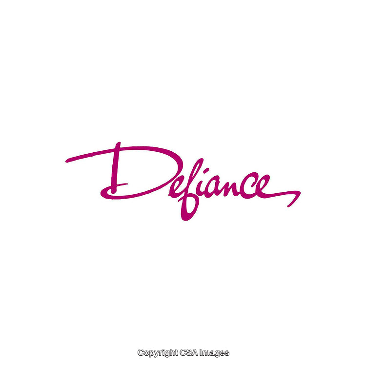 Elegant Calligraphic Script of the Word 'Defiance' in Vibrant Pink