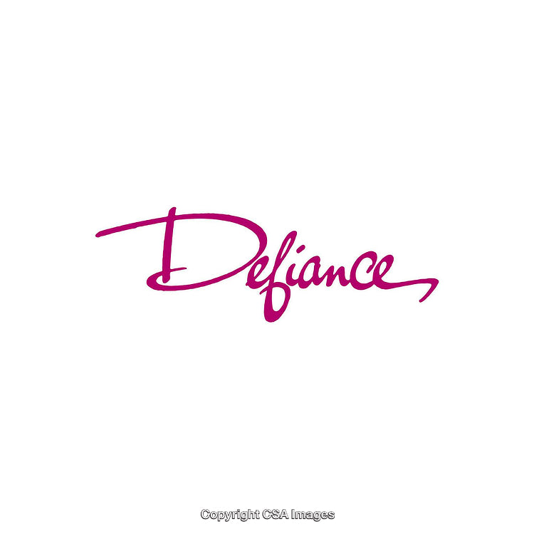 Elegant Calligraphic Script of the Word 'Defiance' in Vibrant Pink