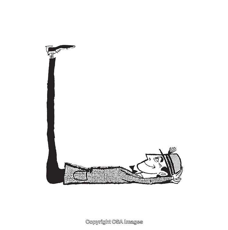 Black and White Line Art of Person in Relaxed Pose