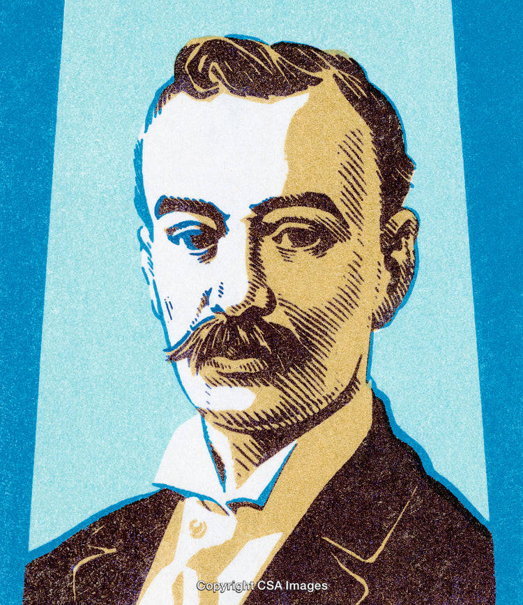 Vintage Illustration Portrait of a Gentleman With a Mustache and Formal Attire