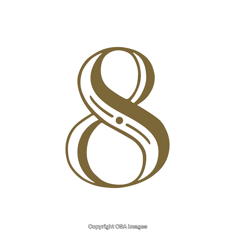 Elegant Artistic Design of Number Eight in Stylized Golden Typography