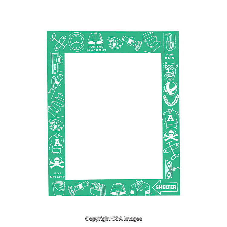 Creative Green Illustration Frame with Various Icons and Text Decorations