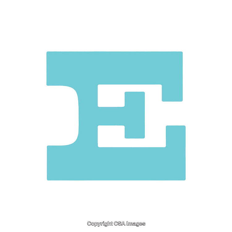 Stylized Blue Letter 'E' on White Background in Modern Flat Design