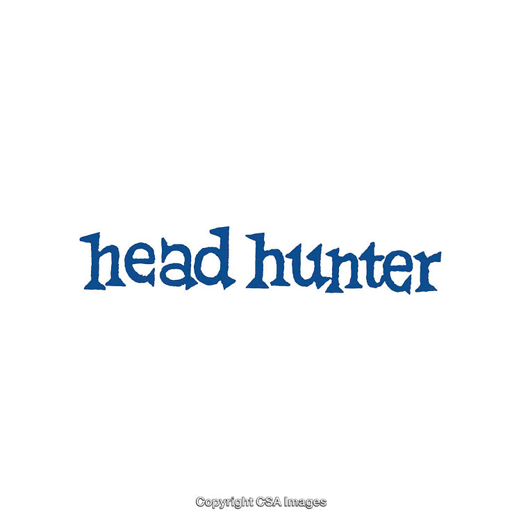 Stylish Blue Text Graphic Featuring 'Head Hunter' on White Background