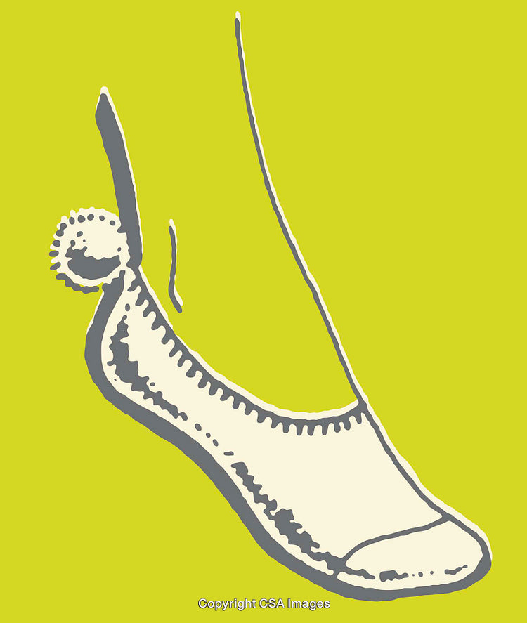 Minimalist Line Art of a Decorative Sock on Solid Background