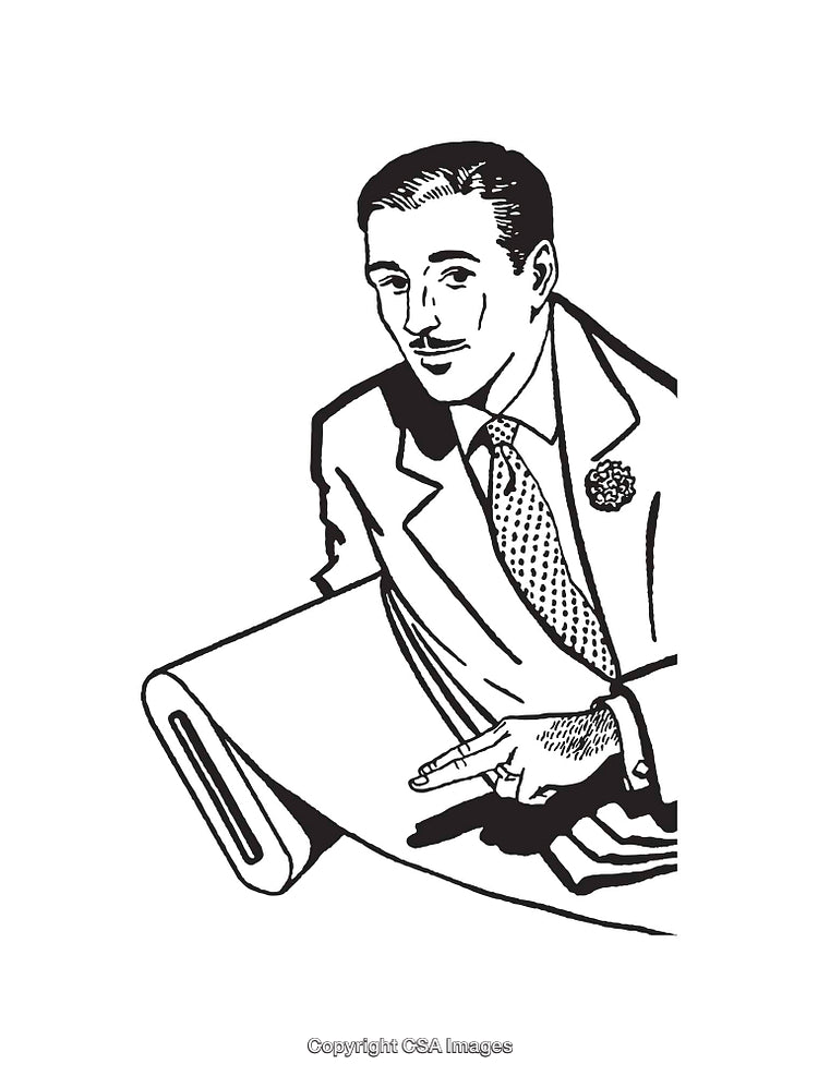 Elegant Retro Illustration of a Stylish Man in Black and White