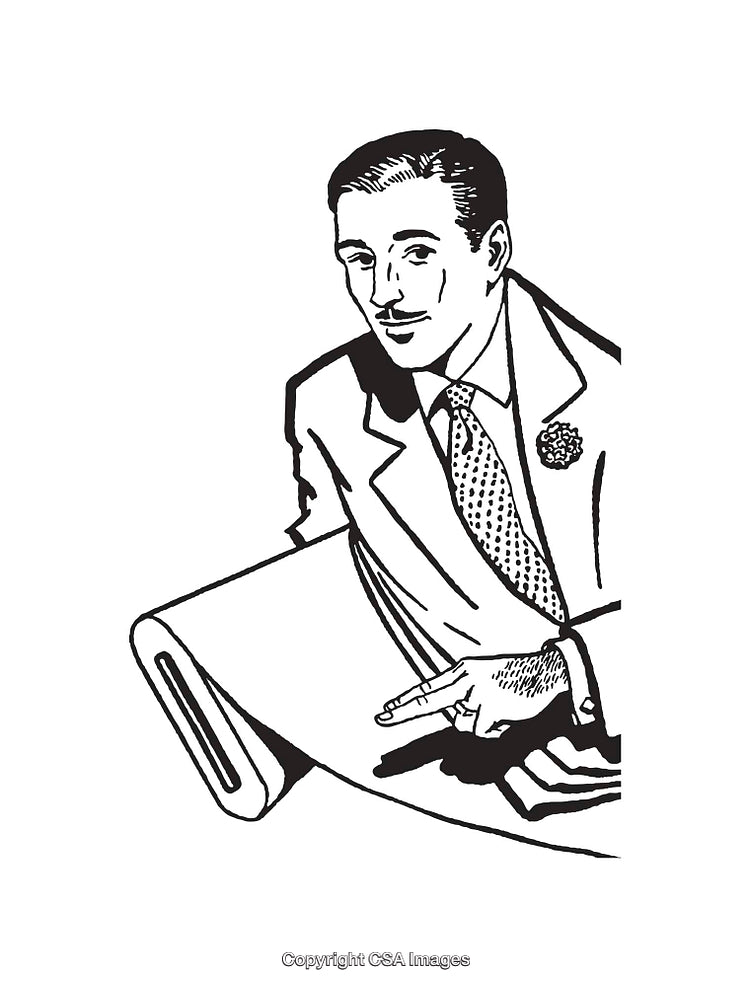Elegant Retro Illustration of a Stylish Man in Black and White