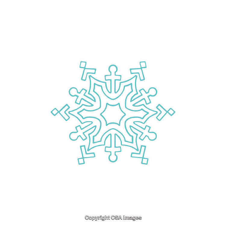 Symmetrical Snowflake Design With Intricate Patterns on White Background