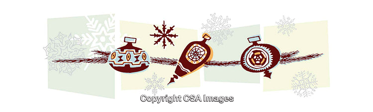 Festive Holiday Ornaments with Colorful Snowflake Motif Background