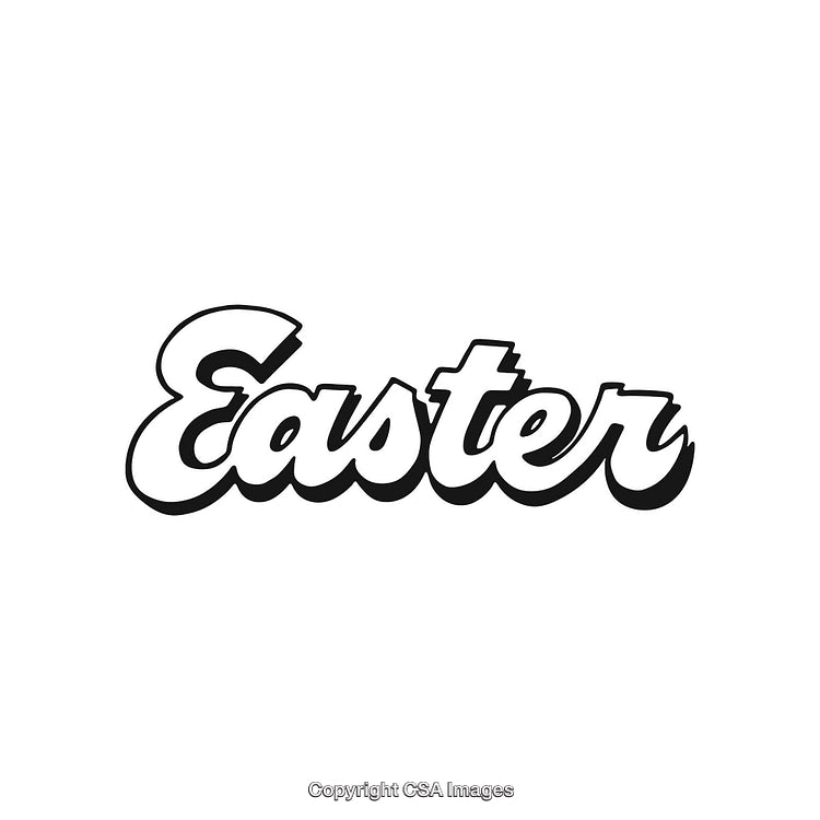 Easter Typography in Decorative Bold Lettering Design on White Background