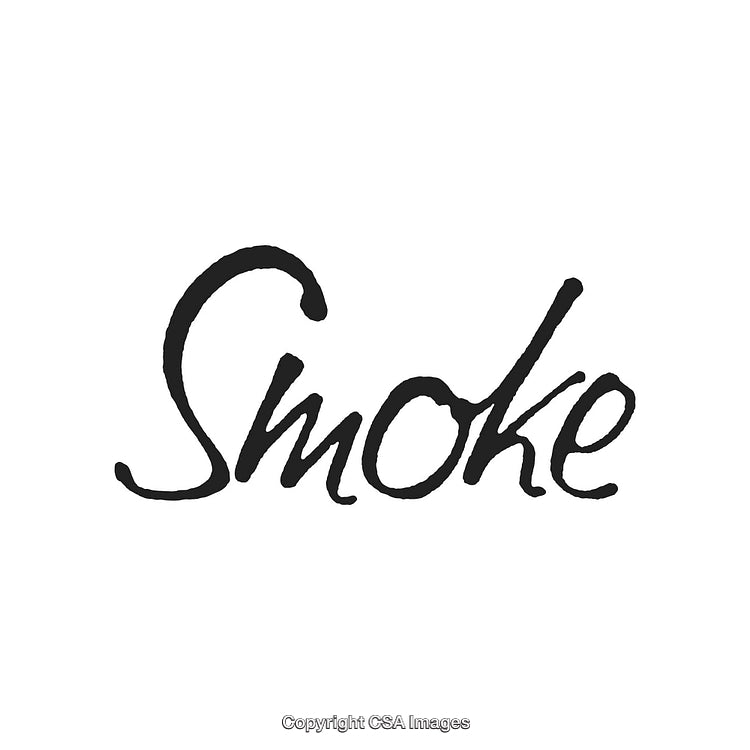 Elegant Black Handwritten ‘Smoke’ Text on White Background