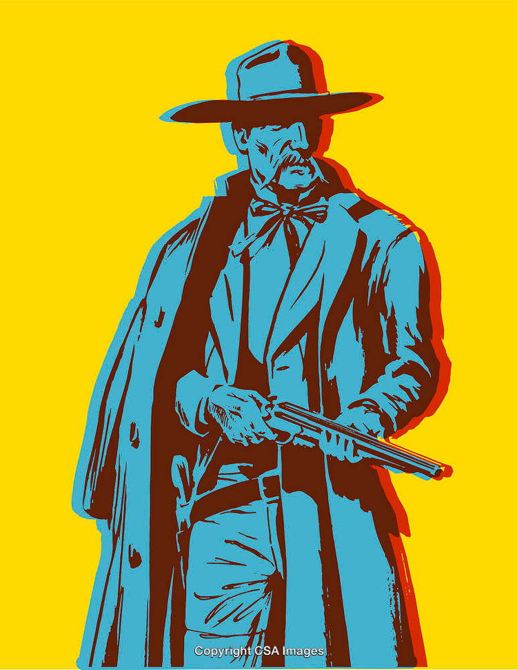 Western Cowboy Illustration in Bold Graphic Style and Vibrant Colors