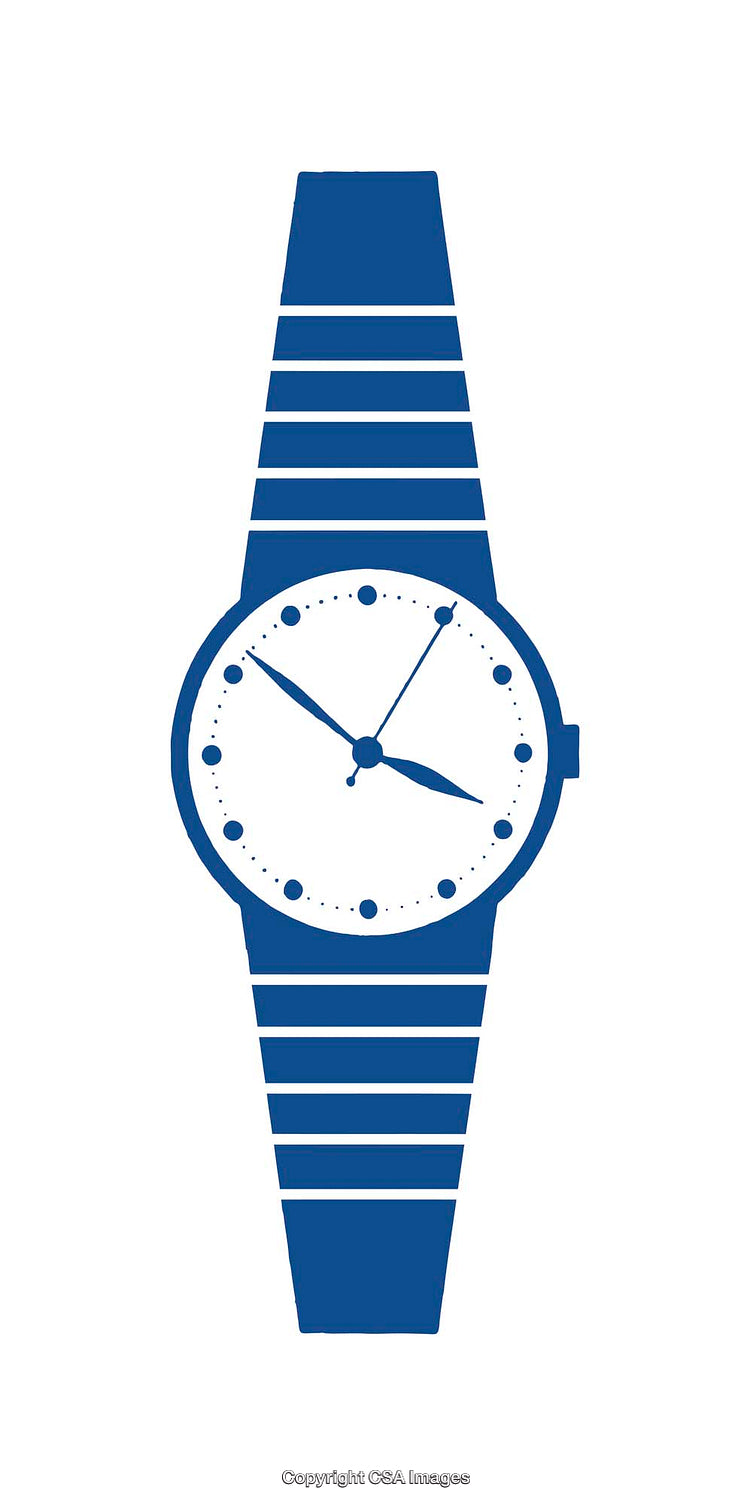 Minimal Blue Wristwatch Icon Featuring a Clean Design and Striped Band