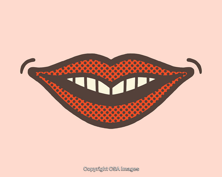 Smiling Pop Art Style Mouth Illustration on Pink Background