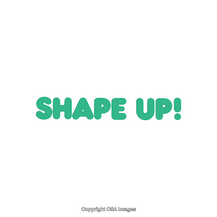 Bright Green "Shape Up!" Text on a Minimalistic White Background