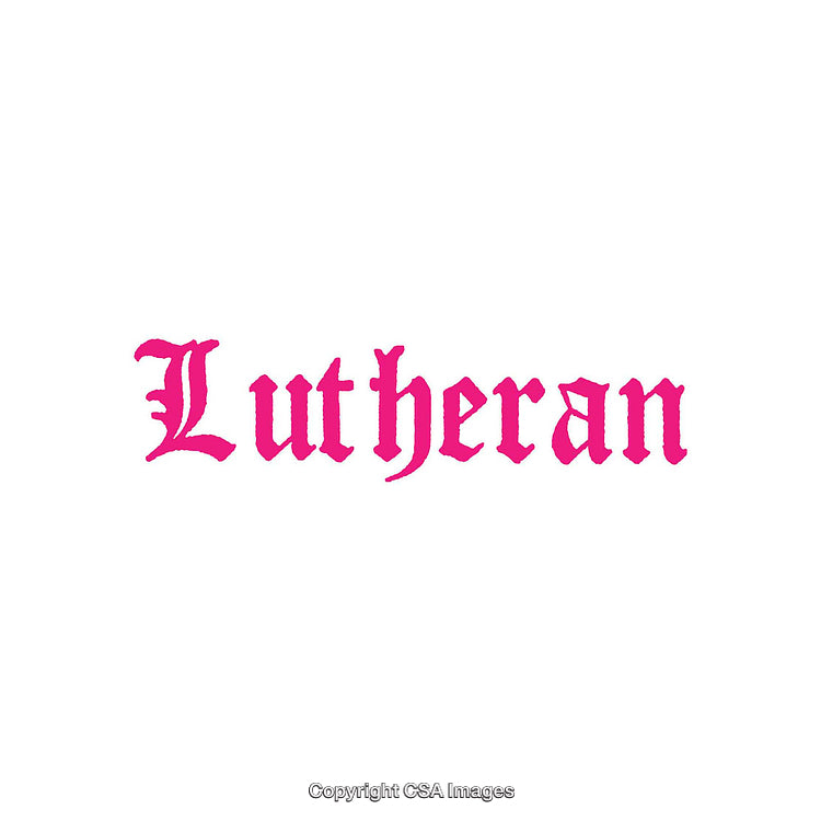 Pink Gothic-Style Lutheran Text on a Clean White Background