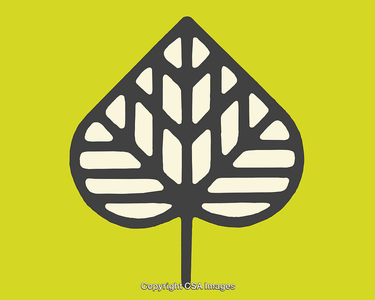Modern Abstract Leaf Illustration on a Bright Green Background