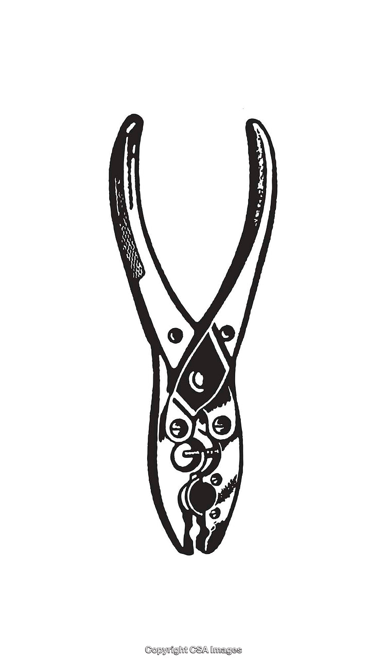 Black and White Line Art of Vintage Hand Tool Illustration