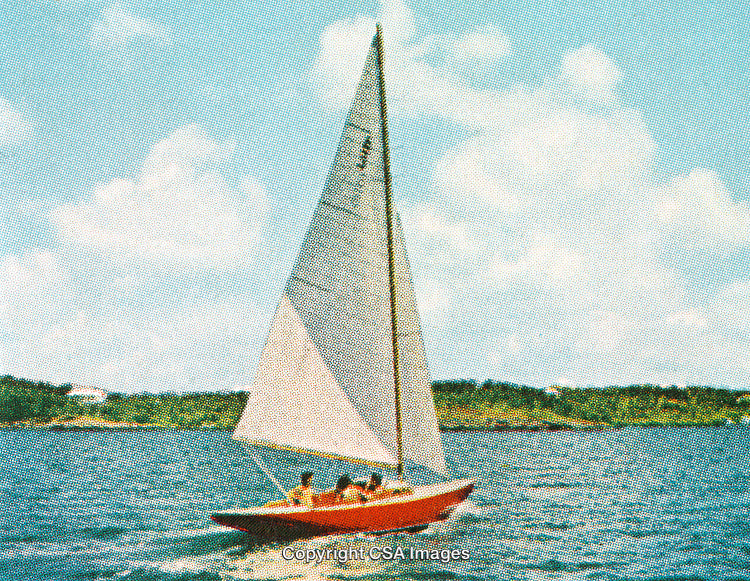 Scenic Sailing on Serene Waters Off a Coastal Island with Blue Sky
