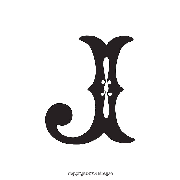 Intricately Designed Letter J with Ornate Detailing on White Background