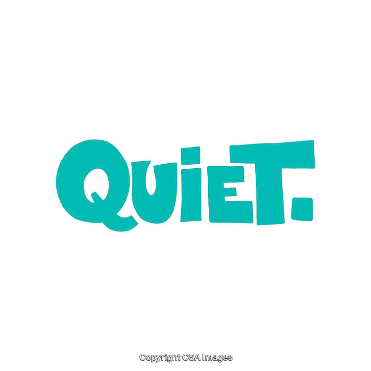 Minimalist Blue Text Design Featuring the Word 'Quiet' on White Background