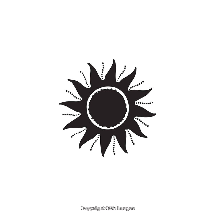 Minimalist Black and White Sun Illustration With Artistic Details