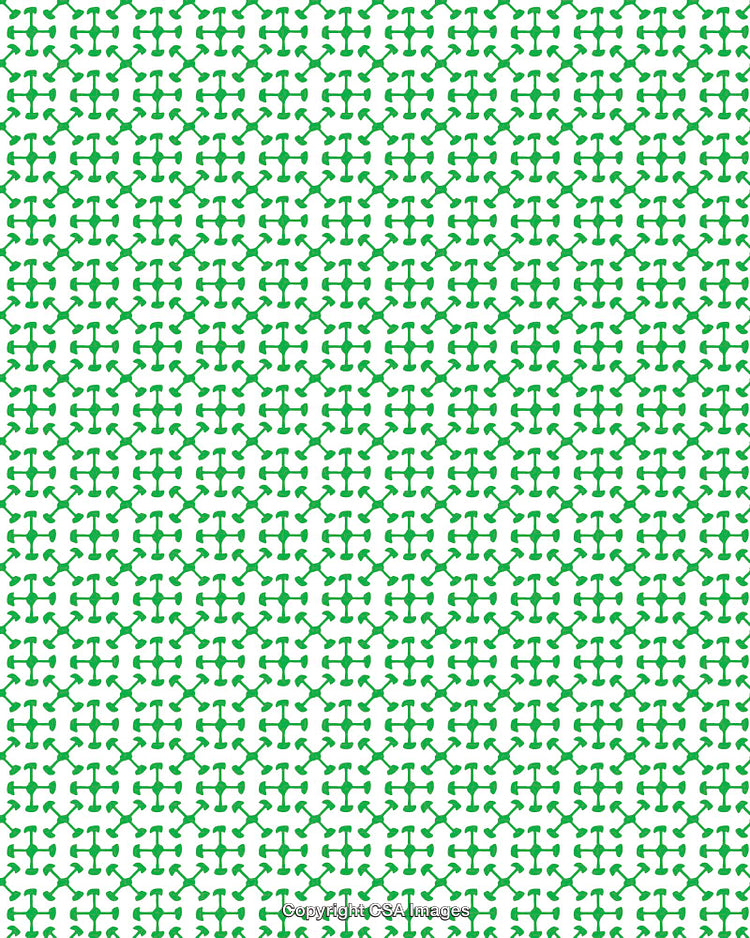 Green Interlocking Geometric Pattern on a White Background