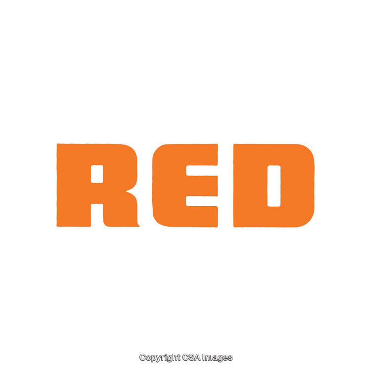 Orange Word "Red" on a White Background, Simple Text Design