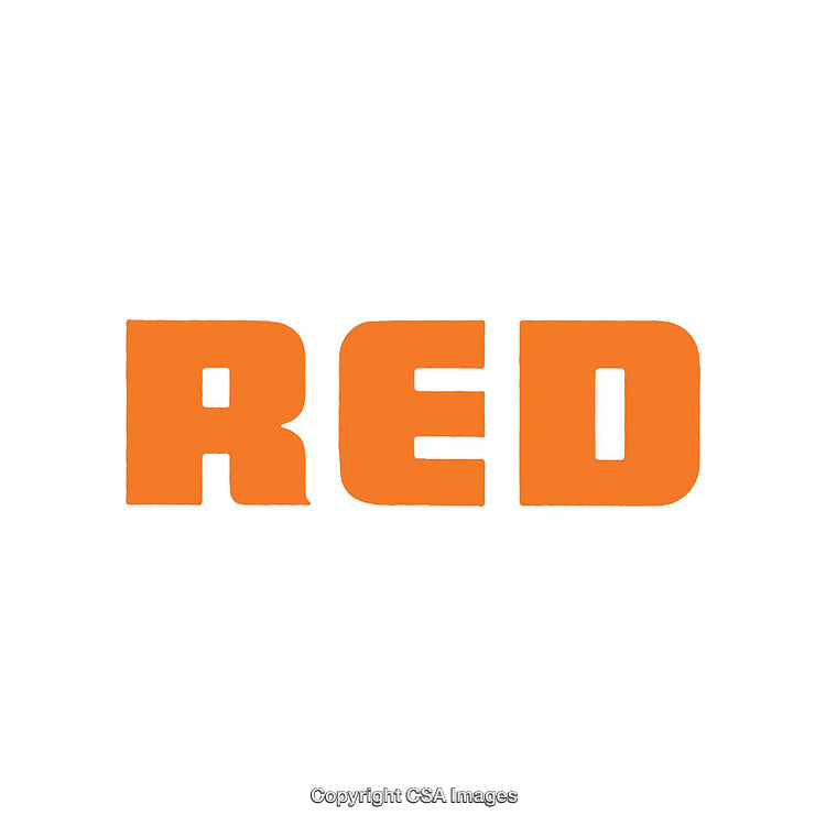 Orange Word "Red" on a White Background, Simple Text Design