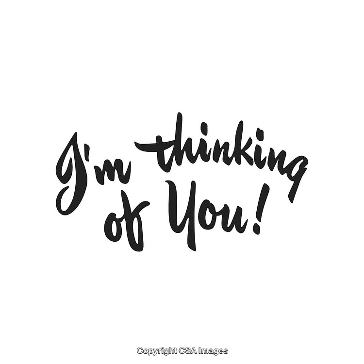 Elegant Handwritten Script Saying 'I'm Thinking of You!' in Black Letters